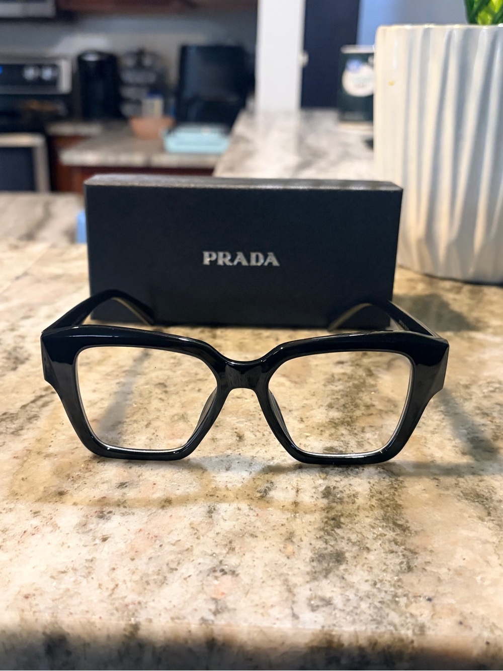 Prada Black Oversized Square Acetate Glasses - Picture 2 of 6